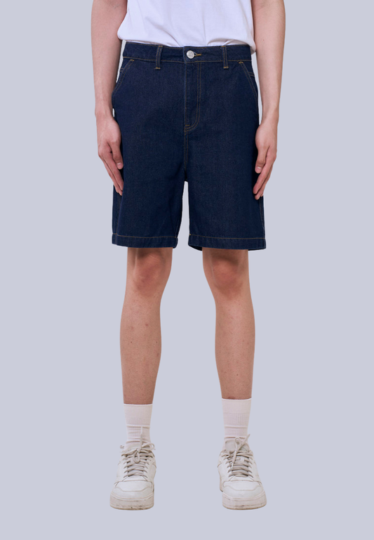 Mossimo Xander Dark Blue Denim Shorts w/ Contrast Stitch For Men