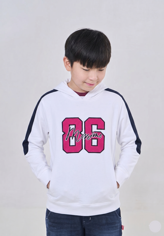 Mossimo Kids Falric White Hooded Varsity Jacket For Boys