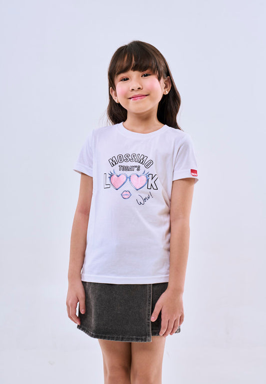 Mossimo Kids White Basic Graphic Tshirt w/ Pearl For Girl