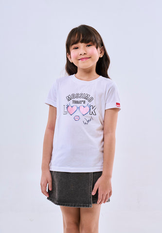 Mossimo Kids White Basic Graphic Tshirt w/ Pearl For Girl