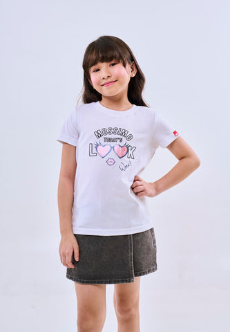 Mossimo Kids White Basic Graphic Tshirt w/ Pearl For Girl