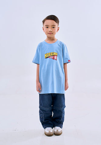 🚨DEL 1 JUL20🚨Mossimo Kids Blue Embossed EST 1986 Basic Roundneck Tshirt- For Boys