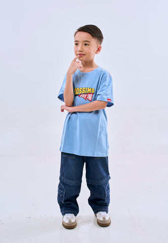 🚨DEL 1 JUL20🚨Mossimo Kids Blue Embossed EST 1986 Basic Roundneck Tshirt- For Boys