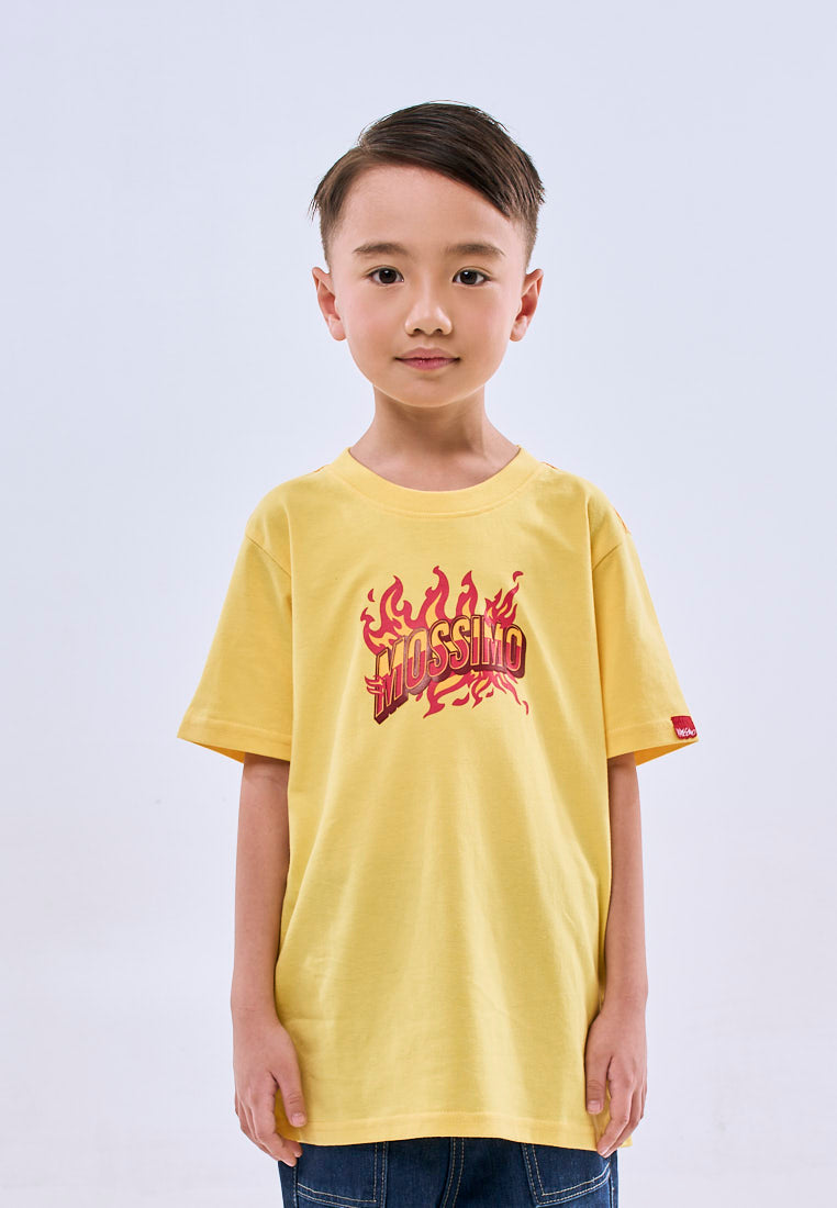 Mossimo Kids Boys' Yellow Fire Graphic Logo Tshirt