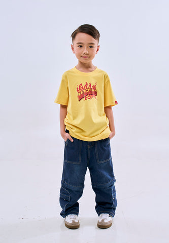Mossimo Kids Boys' Yellow Fire Graphic Logo Tshirt