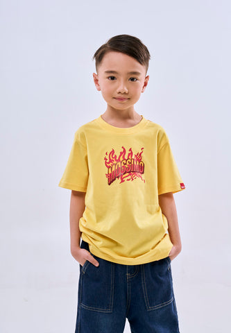Mossimo Kids Boys' Yellow Fire Graphic Logo Tshirt
