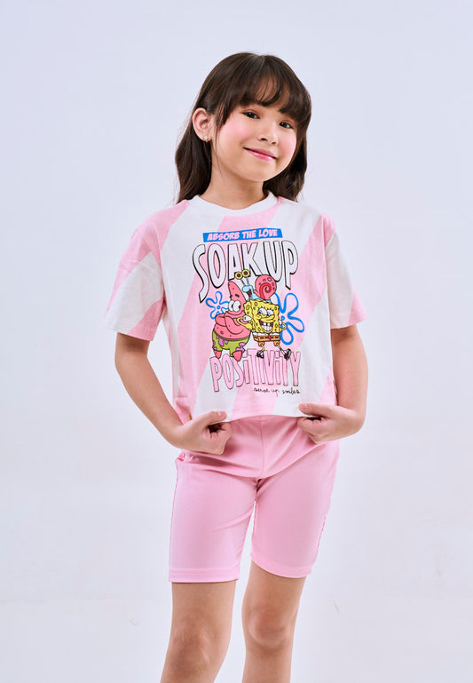 Mossimo Kids Spongebob Beige Pink Top & Leggings Set