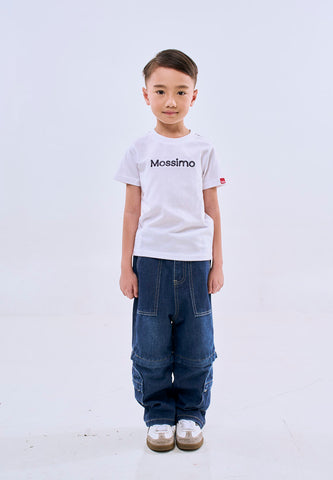 Mossimo Kids White Rope Design Embroidery Basic Roundneck Tshirt- For Boys