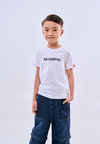 Mossimo Kids White Rope Design Embroidery Basic Roundneck Tshirt- For Boys