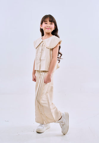 Mossimo Kids Beige Poplin Shirt & Pants w/ Lace Trims Set For Girls