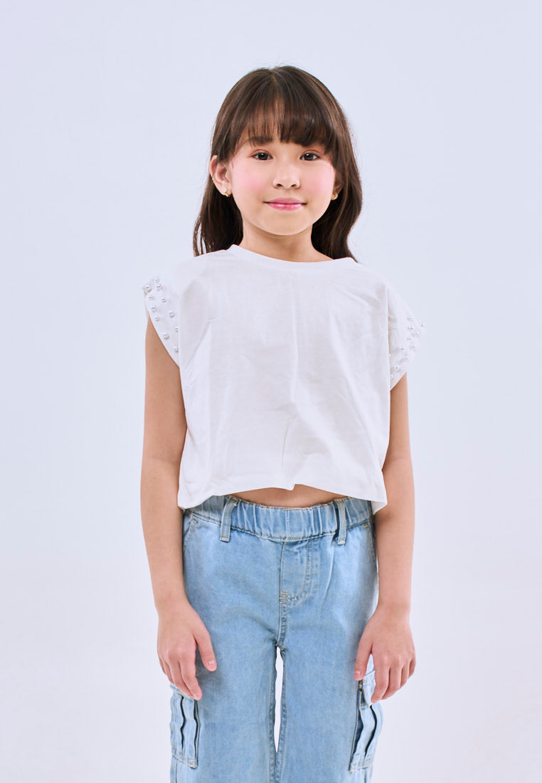 Mossimo Kids Sayril White Balloon Knit Cropped Tank Top For Girls