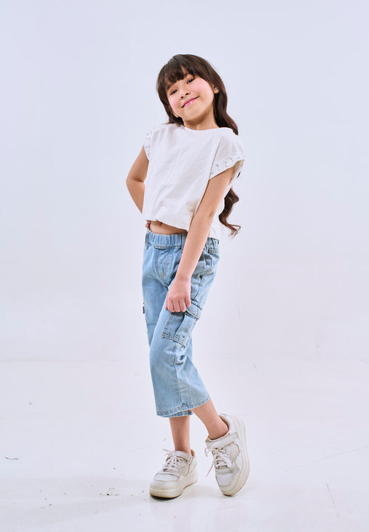 Mossimo Kids Sayril White Balloon Knit Cropped Tank Top For Girls