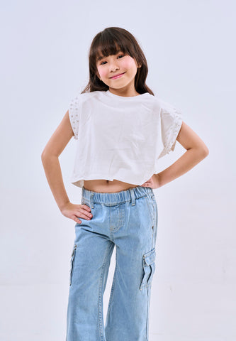Mossimo Kids Sayril White Balloon Knit Cropped Tank Top For Girls