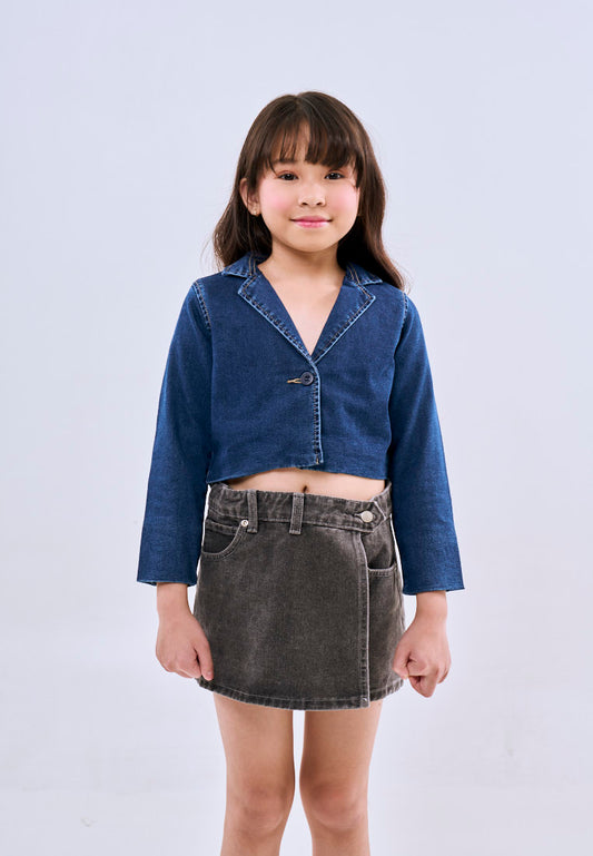 Mossimo Kids Girls Denim Collar Cropped Blazer Jacket