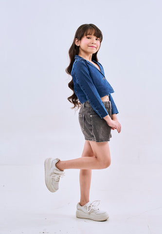 Mossimo Kids Girls Denim Collar Cropped Blazer Jacket