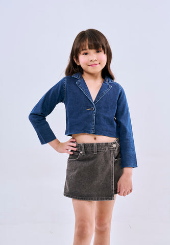 Mossimo Kids Girls Denim Collar Cropped Blazer Jacket