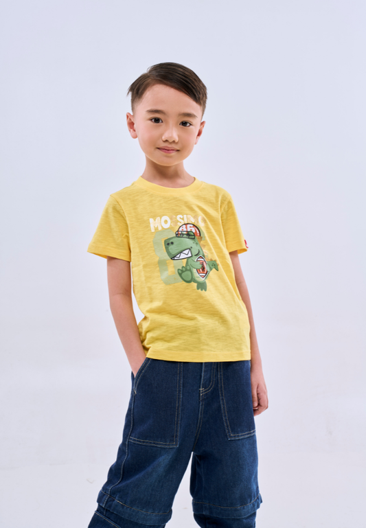 Mossimo Kids Yellow Dino 86 Basic Roundneck Tshirt- For Boys