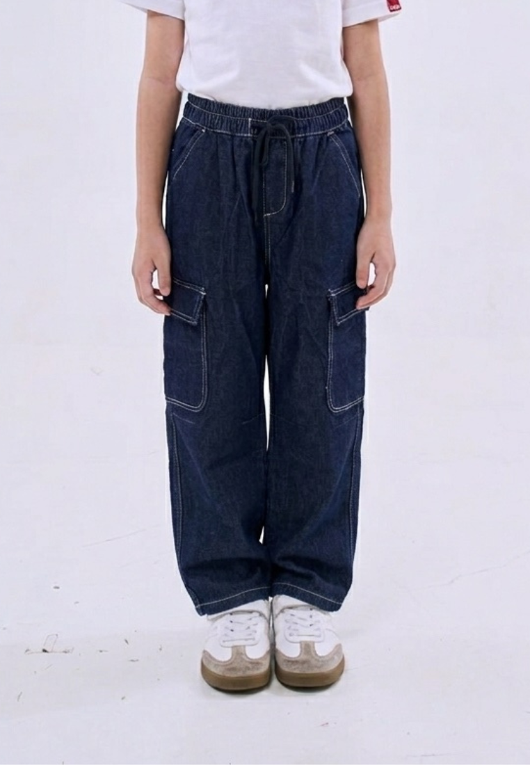 Mossimo Kids Raphael Dark Blue Loose Fit Cargo Jeans For Boys