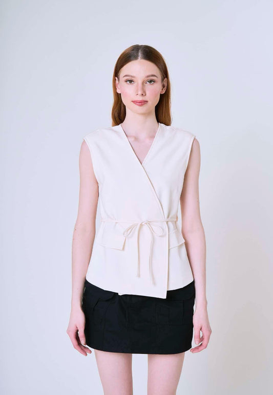 Mossimo Katherine Off White Wrap Classic Top