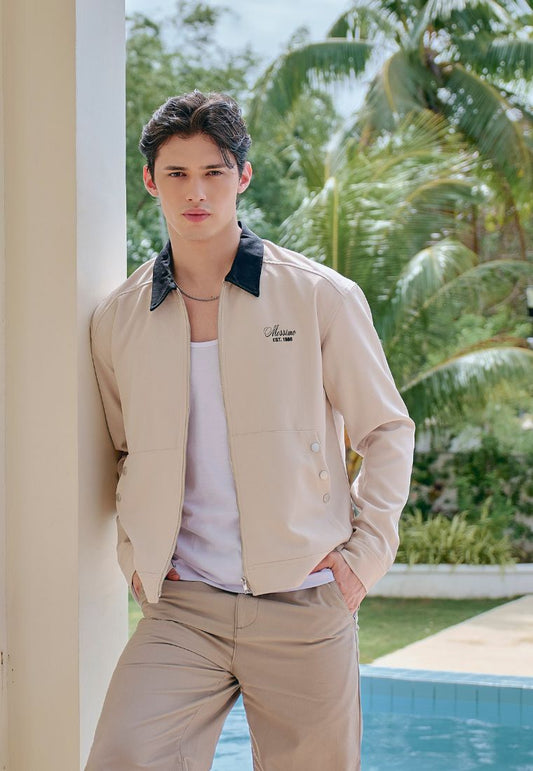 Mossimo Sonny Beige Boxy Zip Up Jacket For Men