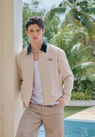 Mossimo Sonny Beige Boxy Zip Up Jacket For Men