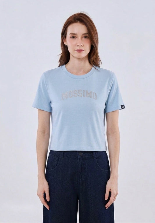 Mossimo Kaia Baby Blue Modern Cropped Fit Tee For Women