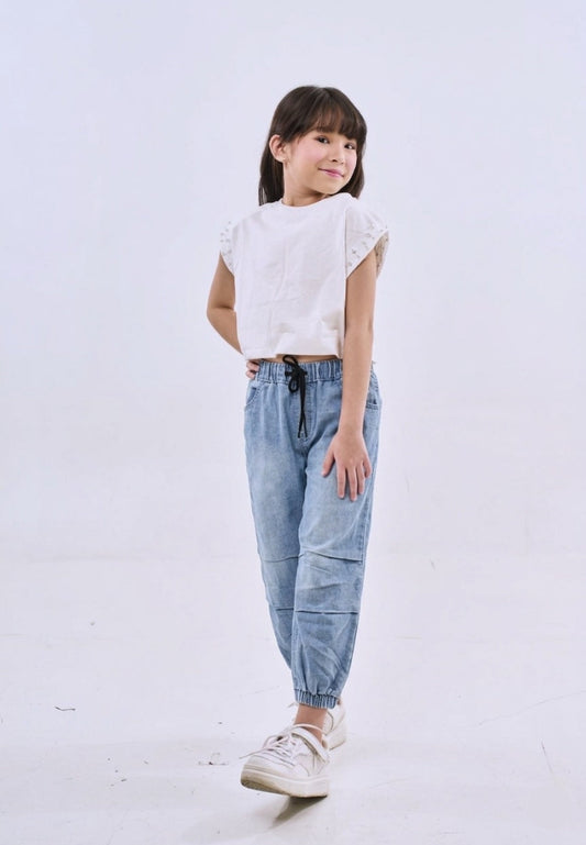 Mossimo Kids Danica Med Blue Denim Jogger Pants For Girls