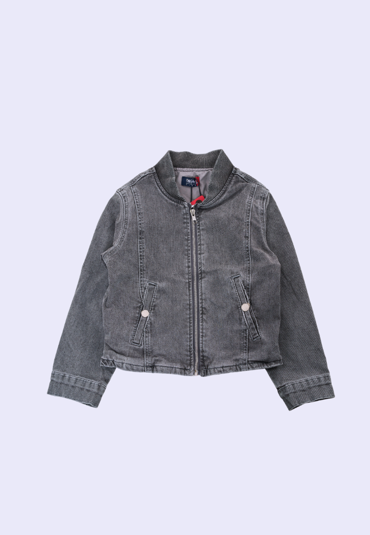Mossimo Kids Thea Light Gray Denim Cropped Bomber Jacket