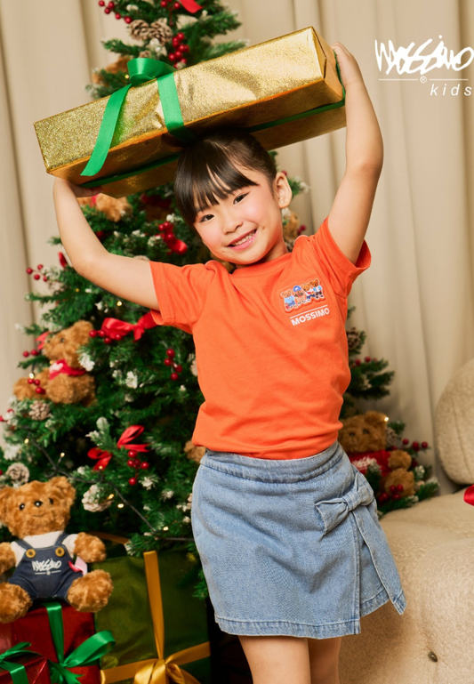 Mossimo Kids Red Orange Unisex Mossybear Basic Graphic Tshirt