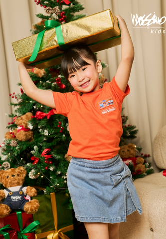 Mossimo Kids Red Orange Unisex Mossybear Basic Graphic Tshirt