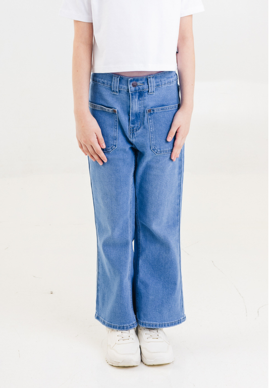Mossimo Kids Girls Light Blue Flared Denim Jeans w/ Front Pocket