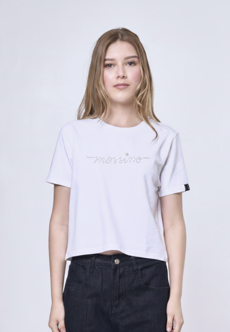 Mossimo Beatrice White Classic Cropped Fit Tee