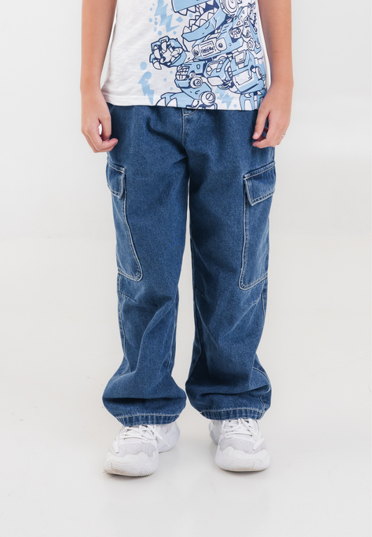 Mossimo Kids Boys' Dark Blue Loose Fit Cargo Jeans