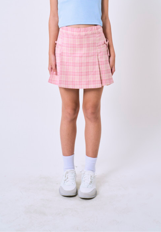 Mossimo Kids Raspberry Checkered Pleat Skirt w/ Pocket For Girls
