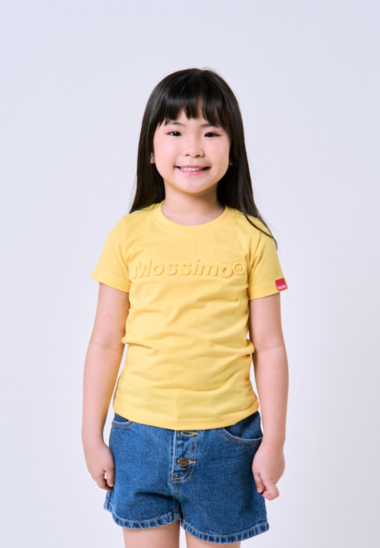 Mossimo Kids Girls Yellow Embossed Logo Basic Tshirt