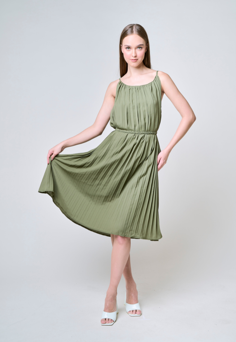 Mossimo Annie Green Halter Pleated Dress