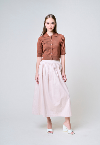 Mossimo Livia Beige Scoops Style Midi Skirt