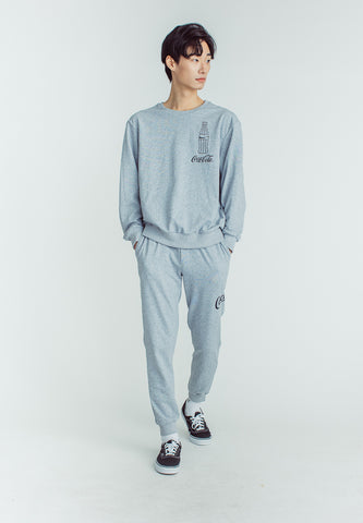 Heather Gray Coca-Cola Modern Fit Pullover and Slim Jogger with Silicon Print