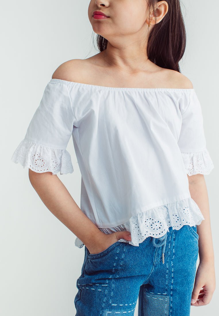 Alliyah White Off Shoulder Short Sleeves Top - Mossimo PH
