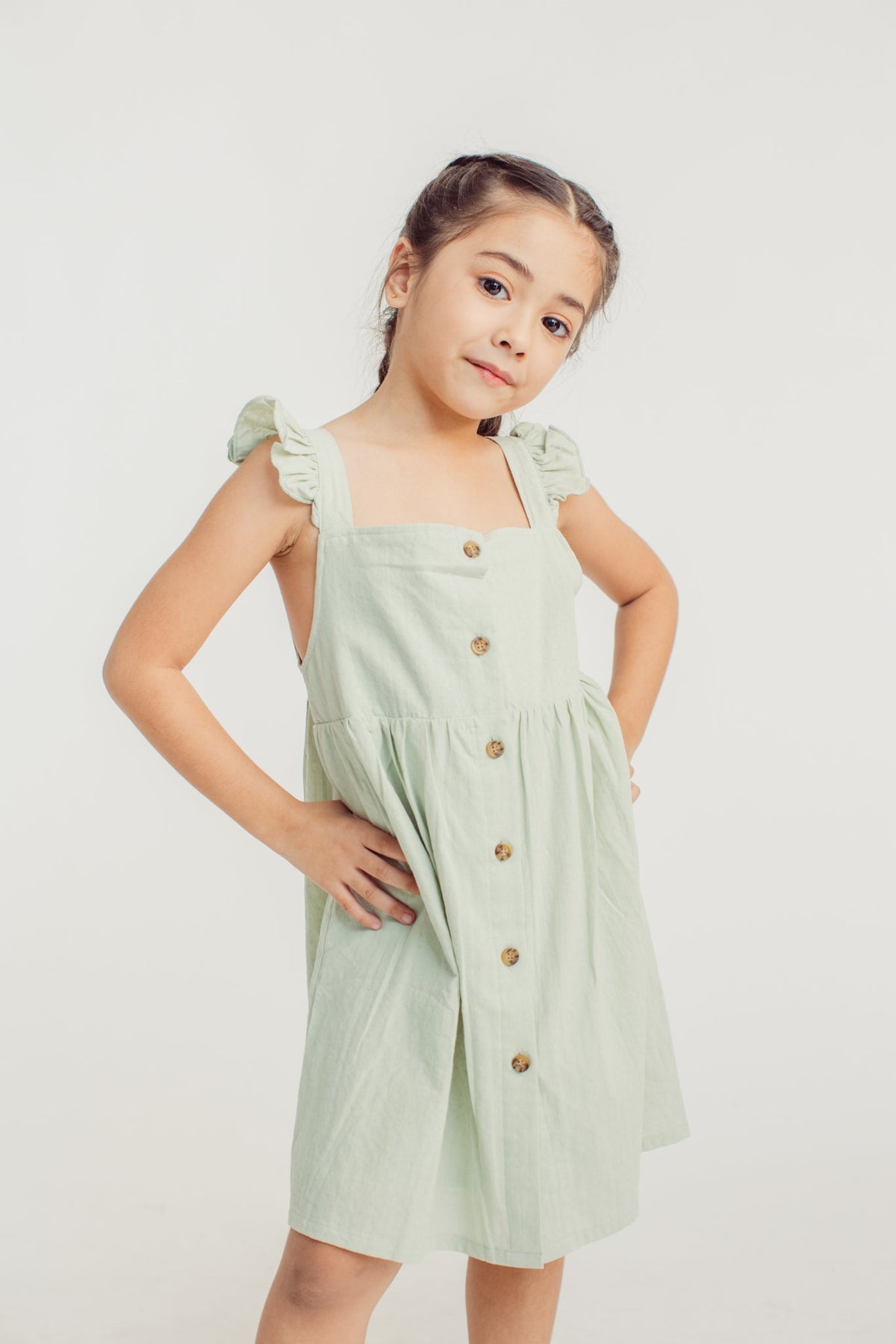 Anica Jade Frill Trimmed Shoulder Strap Sleeveless Dress Kids - Mossimo PH