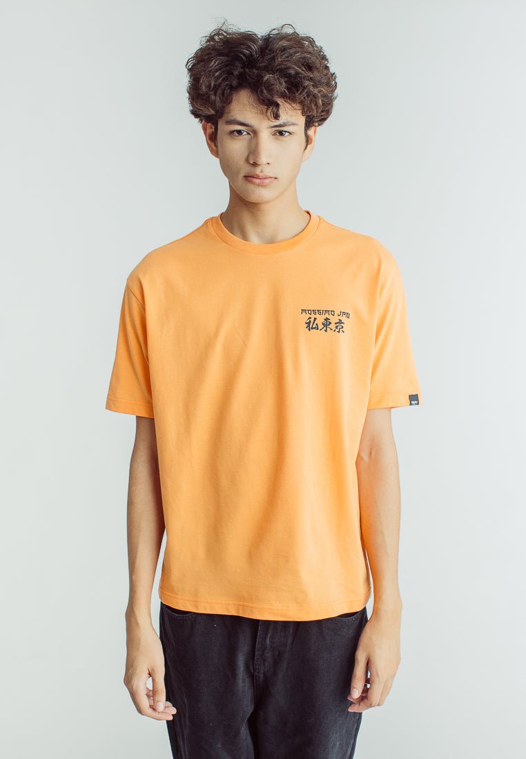 Apricot Basic Round Neck Urban Fit Tee with Flat Print - Mossimo PH