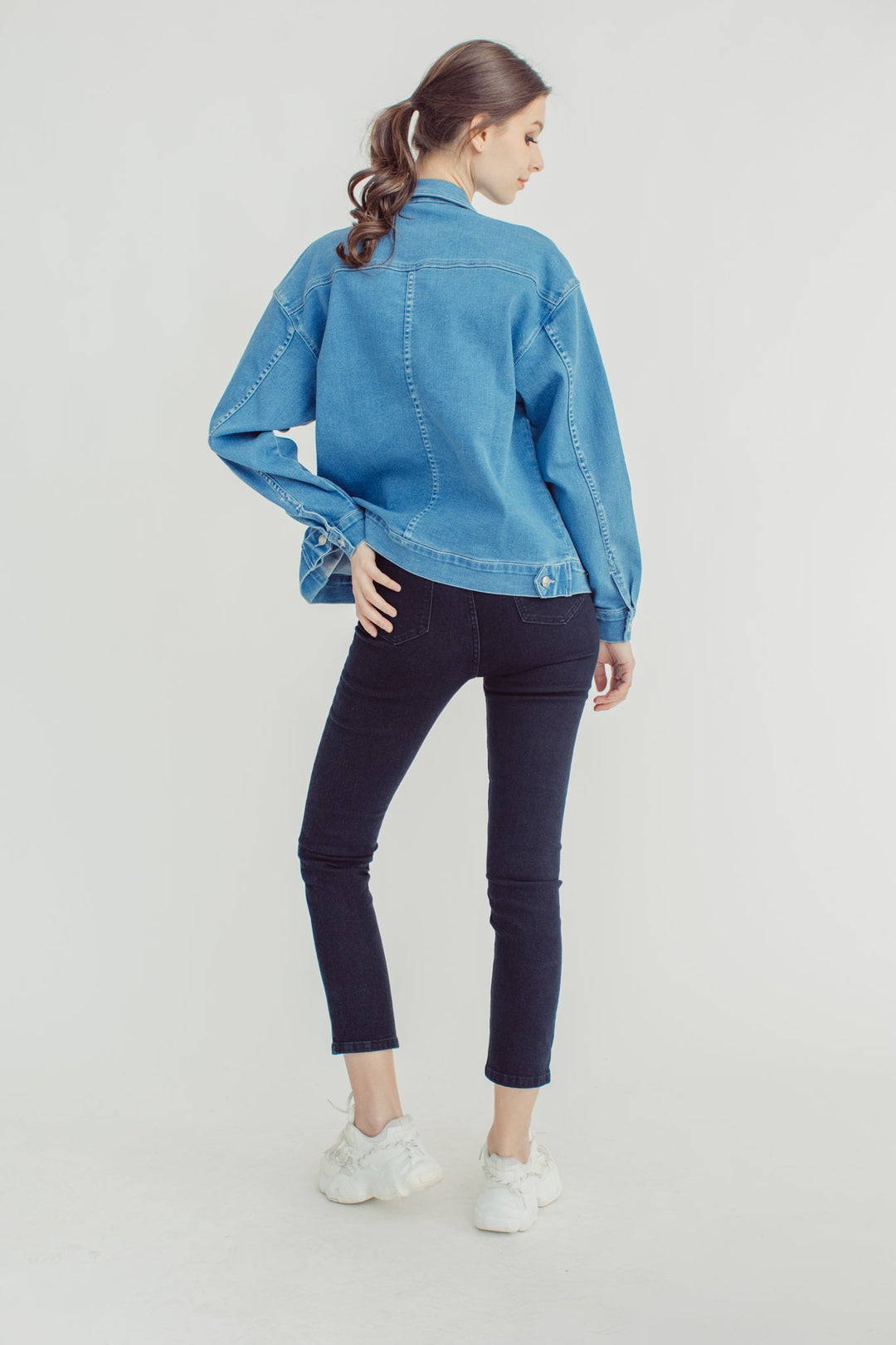 Arielle Medium Blue Oversized Denim Jacket - Mossimo PH