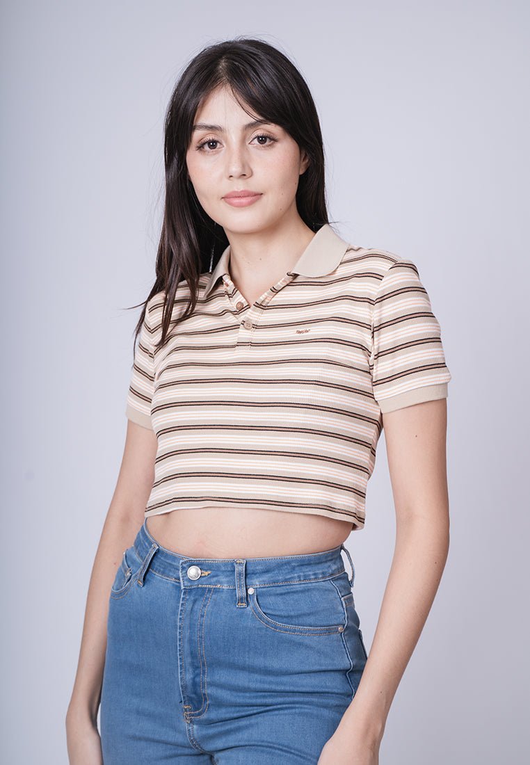 Ashia Khaki Vintage Cropped Knitted Polo - Mossimo PH