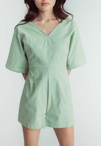 Athena Sage Green V Neck Romper - Mossimo PH