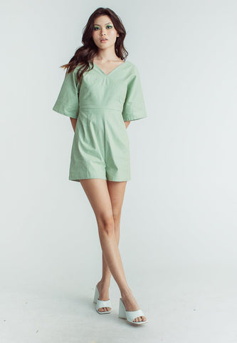 Athena Sage Green V Neck Romper - Mossimo PH