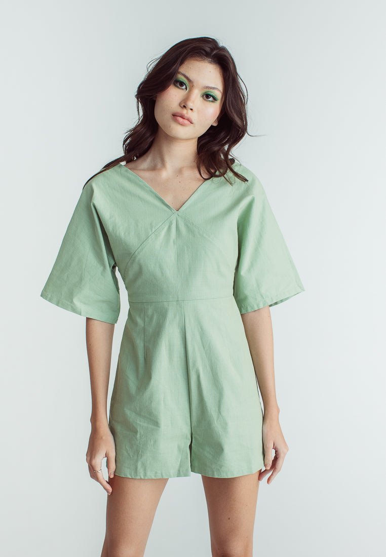 Athena Sage Green V Neck Romper - Mossimo PH