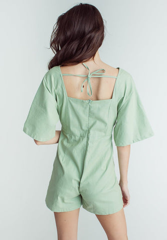 Athena Sage Green V Neck Romper - Mossimo PH