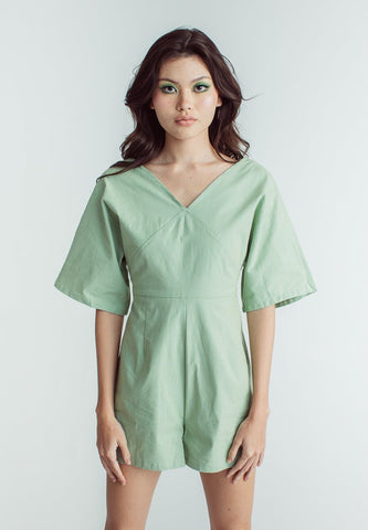 Athena Sage Green V Neck Romper - Mossimo PH