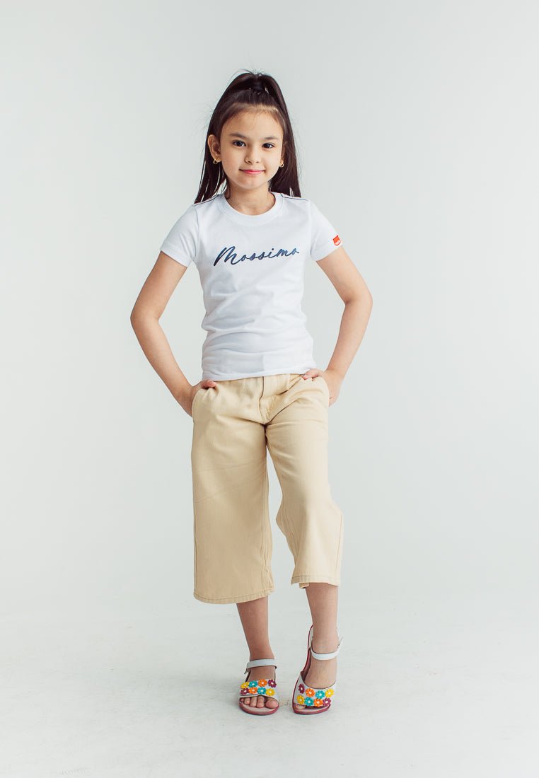 Beige Girls Five Pocket Wide Leg Pants Kids - Mossimo PH