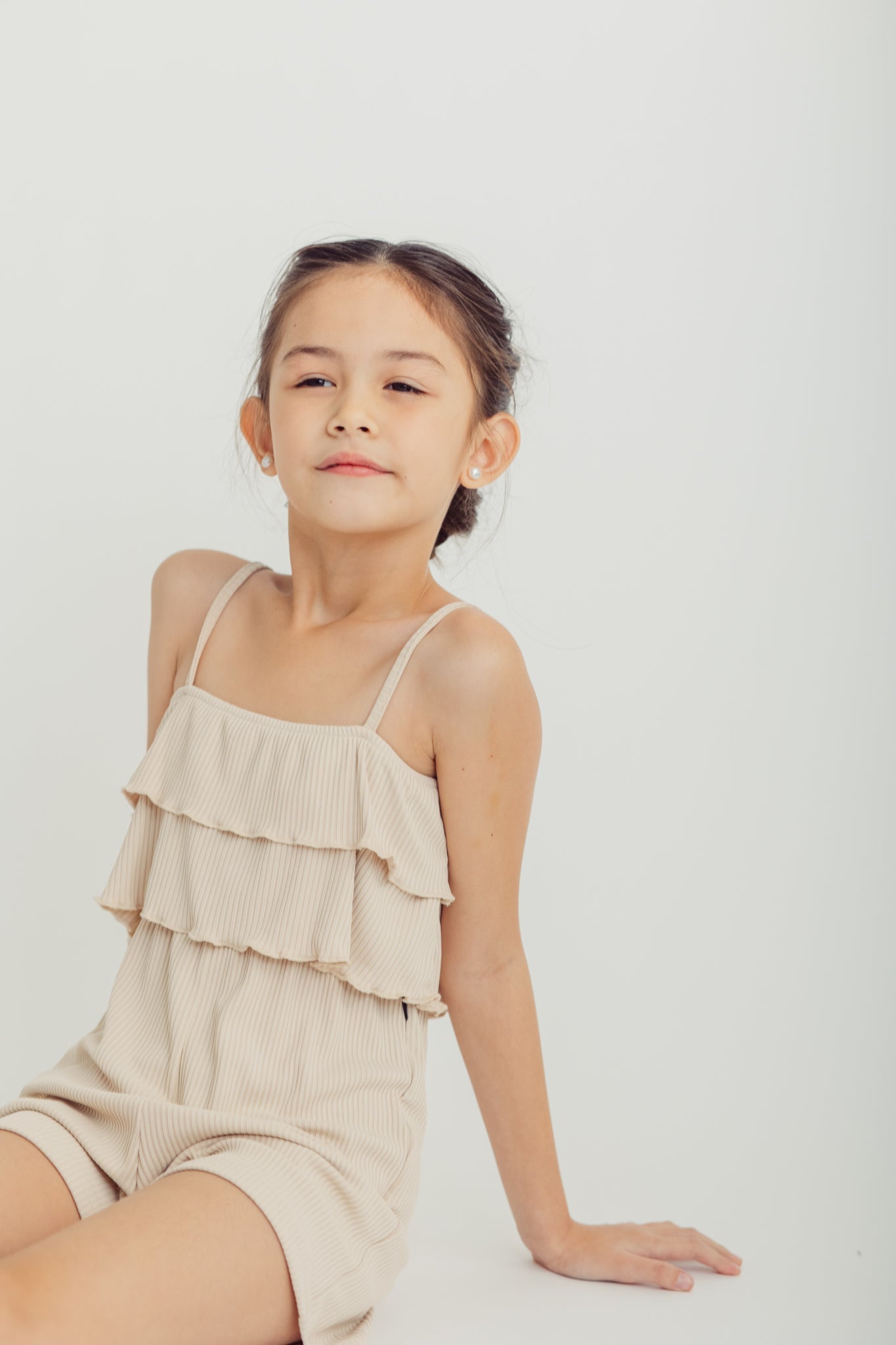 Beige Romper Rib Knit Cold Shoulder Romper Kids - Mossimo PH